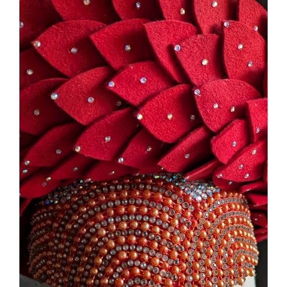 Vtg George Zamaul Couture Glamour Hat Red Rhinestone African Nigerian Beaded main image 14